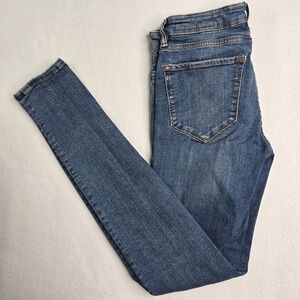 All Saints Jeans Womens 27 Blue Denim Mast Fit Skinny Stretch Low‎ Rise Boho